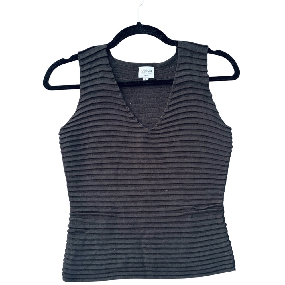 Armani Collezioni Black V Neck Viscose Blend Knit Tank Top S